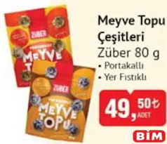 ZÜBER MEYVE TOPU ÇEŞİTLERİ 80 G